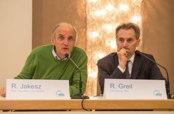 ABCSG-Gründungspräsident Raimund Jakesz und ABCSG-Präsidiumsmitglied Richard Greil eröffnen als Vorsitzende den ersten Vortrags-Block.